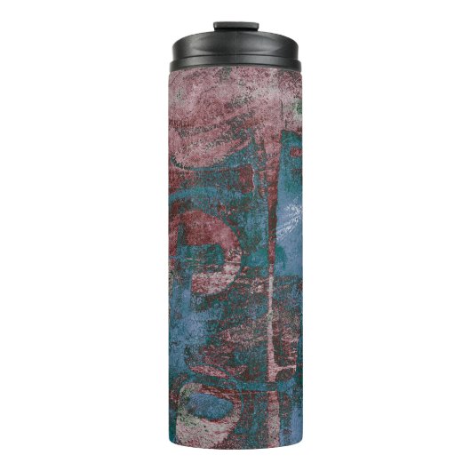 Graffiti Grunge gestrichen | Rost Blue Taupe Thermosbecher (Vorderseite)