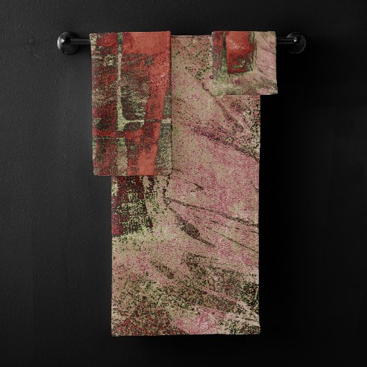 Graffiti Grunge Herbst Roter grüner Rost Rost Badhandtuch Set