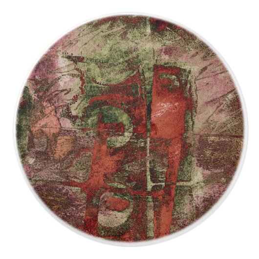 Graffiti Grunge Herbst Roter grüner Rost Rost Keramikknauf (Vorderseite)