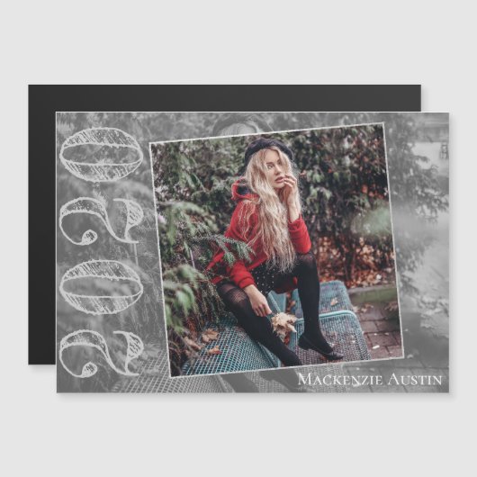 Graffiti Grunge | Modernes Abschluss Foto Keepake Magneteinladung (Vorne/Hinten)