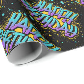 Graffiti Happy Birthday Wrapping Paper Geschenkpapier (Rolleneckpunkt)
