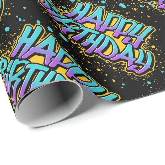 Graffiti Happy Birthday Wrapping Paper Geschenkpapier (Rolleneckpunkt)
