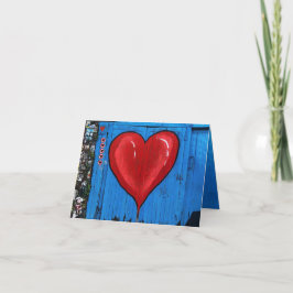 Graffiti Heart, Blue Wall, Valentine, Small Dankeskarte