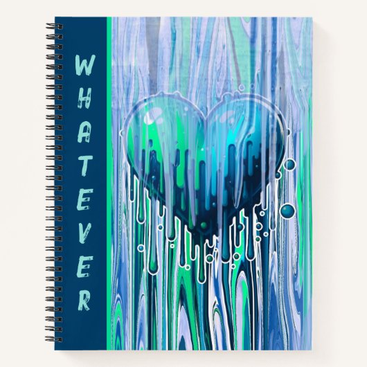 Graffiti Heart Paint Pour Blue & Green Notizblock (Vorderseite)