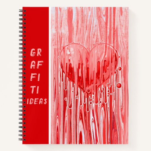 Graffiti Heart Paint Pour Pink Red Sketch Ideen Notizblock (Vorderseite)