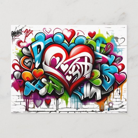 Graffiti Hearts # 1 Postkarte (Vorderseite)