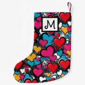 Graffiti Hearts Bright Colorful Monogrammed Kleiner Weihnachtsstrumpf (Rückseite)
