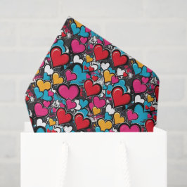Graffiti Hearts Cool Street Art Modern Patterned Seidenpapier