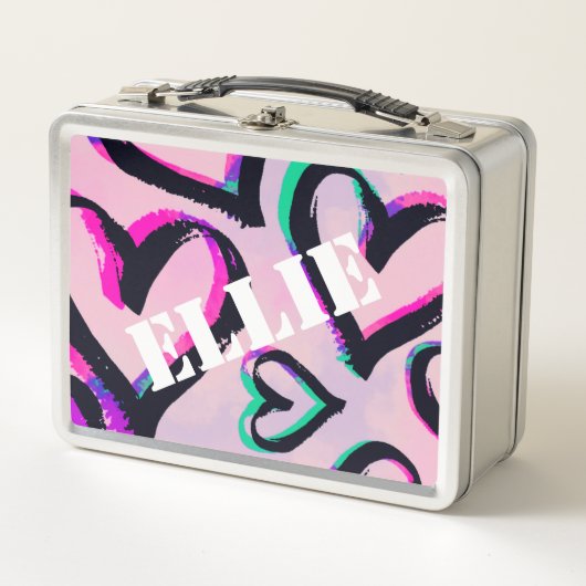 Graffiti Hearts Stainless Steel Lunchbox (Vorderseite)