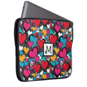 Graffiti Hearts Street Art Bright Monogrammed Laptopschutzhülle (Vorne Rechts)