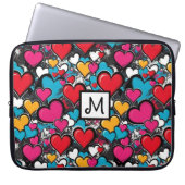 Graffiti Hearts Street Art Bright Monogrammed Laptopschutzhülle (Vorderseite)