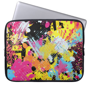 Graffiti helle psychedelische nahtlose Muster-Illu Laptopschutzhülle