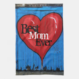 Graffiti-Herz, blaue Wand, beste Mama je Küche Geschirrtuch