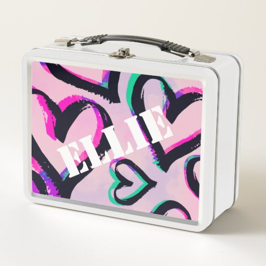 Graffiti-Herzen Weiße Lunchbox (Vorderseite)