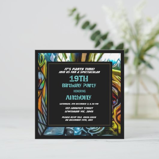 Graffiti Highway - Einladung zum Geburtstag (Stehend Vorderseite)