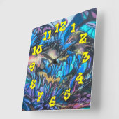 Graffiti-Hintergrund mit Graffiti-Nummern-02 Quadratische Wanduhr (Winkel)