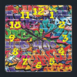 Graffiti-Hintergrund mit Graffiti-Nummern-04 Quadratische Wanduhr<br><div class="desc">Dies ist ein sehr Cooler Graffiti-Hintergrund mit Graffiti-Nummern-04-Wall-Uhr</div>