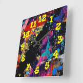 Graffiti-Hintergrund mit Graffiti-Nummern-07 Quadratische Wanduhr (Winkel)