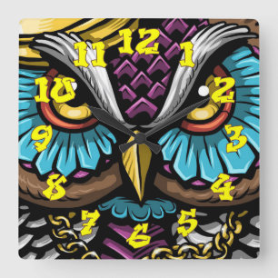 Graffiti-Hintergrund mit Graffiti-Nummern-12 Quadratische Wanduhr