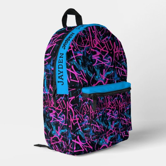 Graffiti hip hop pattern bedruckter rucksack (Rückseitige Ecke links)
