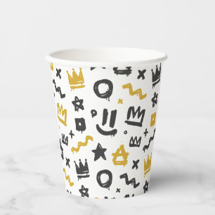 Graffiti Hip Hop Tags Black and Gold Rap Pappbecher