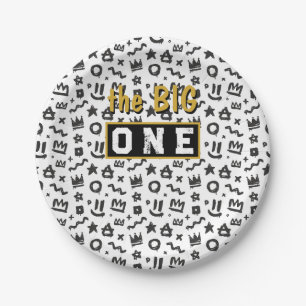Graffiti Hip Hop Tags Schwarze und Gold Rap Doodle Pappteller