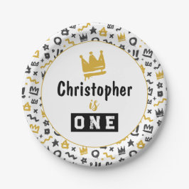 Graffiti Hip Hop Tags Schwarze und Gold Rap Doodle Pappteller