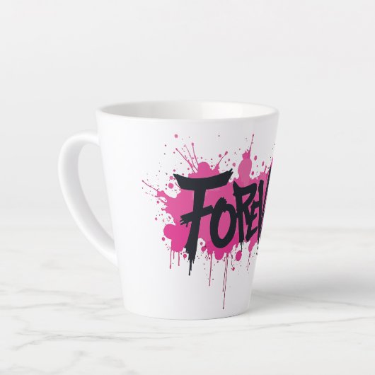 Graffiti Hot Pink "FOREVER" Milchtasse (Linke Ecke)