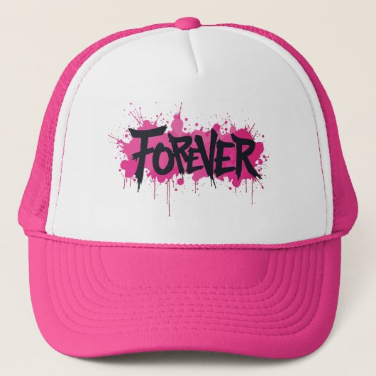 Graffiti Hot Pink "FOREVER" Truckerkappe (Vorderseite)