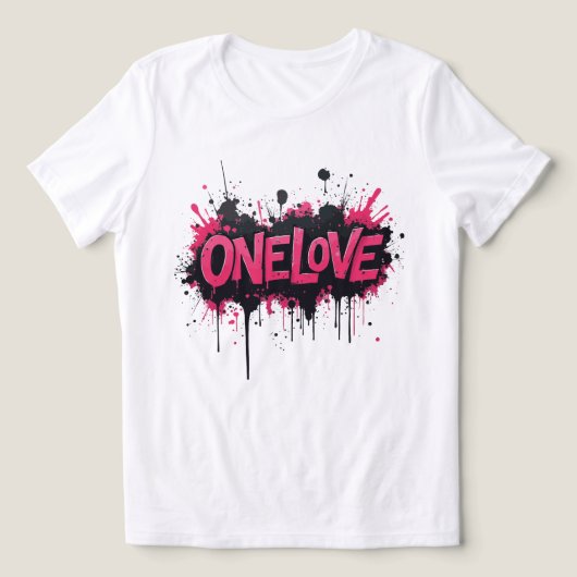 Graffiti Hot Pink "ONELOVE" Tri-Blend Shirt (Design Vorderseite)