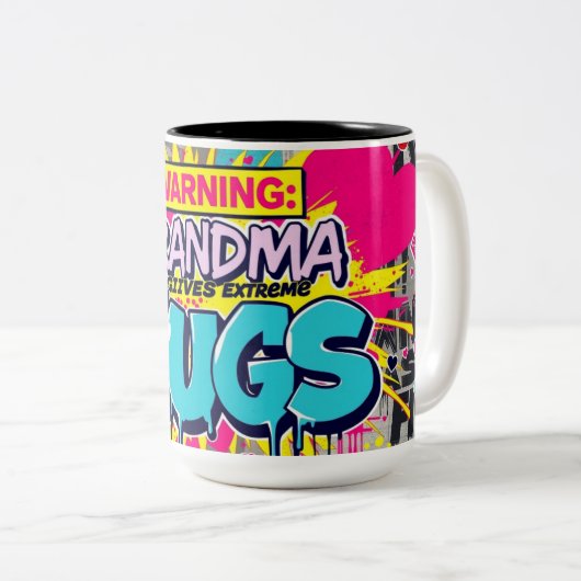 Graffiti Hugs from Grandma - Grandparent Day Zweifarbige Tasse (VorderseiteRechts)