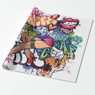 Graffiti-Illustration mit Straßengraffiti-Buchstab Geschenkpapier