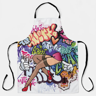 Graffiti-Illustration mit Straßengraffiti-Buchstab Schürze