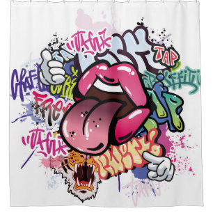 Graffiti-Illustration mit Street-Graffiti-Buchstab Duschvorhang