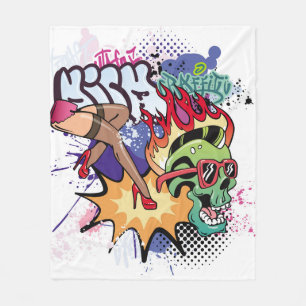 Graffiti-Illustration mit Street-Graffiti-Buchstab Fleecedecke