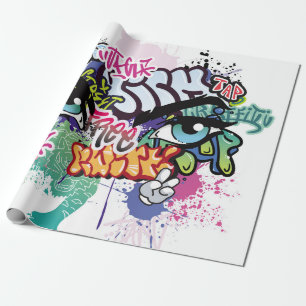 Graffiti-Illustration mit Street-Graffiti-Buchstab Geschenkpapier