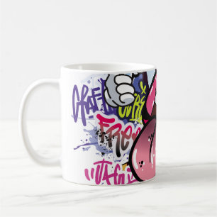 Graffiti-Illustration mit Street-Graffiti-Buchstab Kaffeetasse