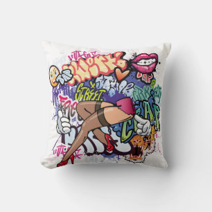 Graffiti-Illustration mit Street-Graffiti-Buchstab Kissen