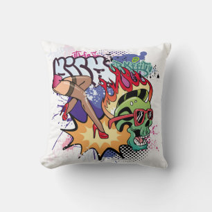 Graffiti-Illustration mit Street-Graffiti-Buchstab Kissen