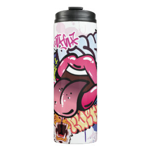Graffiti-Illustration mit Street-Graffiti-Buchstab Thermosbecher