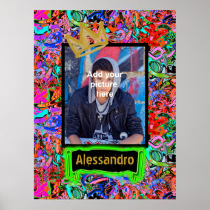 Graffiti im Street-Stil mit Krone Poster