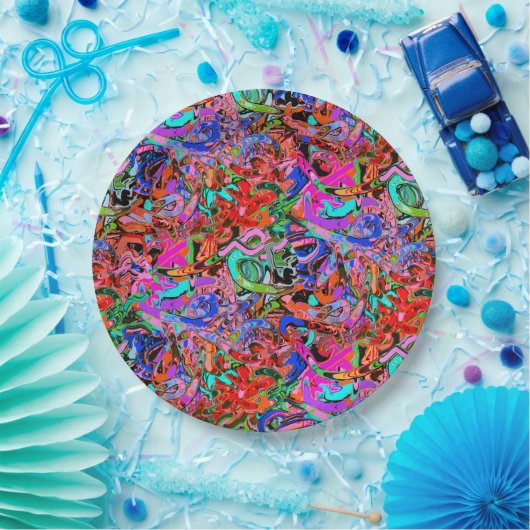 Graffiti in Blues, grün und rot Pappteller (Party)