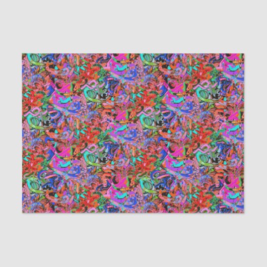 Graffiti in Blues, rot, grün und lila Seidenpapier (Vorderseite)