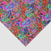 Graffiti in Blues, rot, grün und lila Seidenpapier (Ausschnitt)