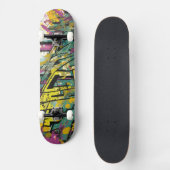 Graffiti in magenta und gelb skateboard (Vorderseite)