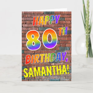 Graffiti Inspired Rainbow Look HAPPY 80TH BIRTHDAY Karte