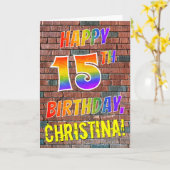 Graffiti Inspiriert Regenbogen-Look glücklich 15.  Karte (Gelbe Blume)