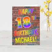 Graffiti Inspiriert Regenbogen-Look glücklich 18.  Karte (Gelbe Blume)