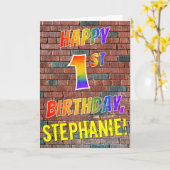 Graffiti Inspiriert Regenbogen-Look GLÜCKLICH 1. G Karte (Gelbe Blume)