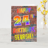 Graffiti Inspiriert Regenbogen-Look GLÜCKLICH 24. Karte (Gelbe Blume)